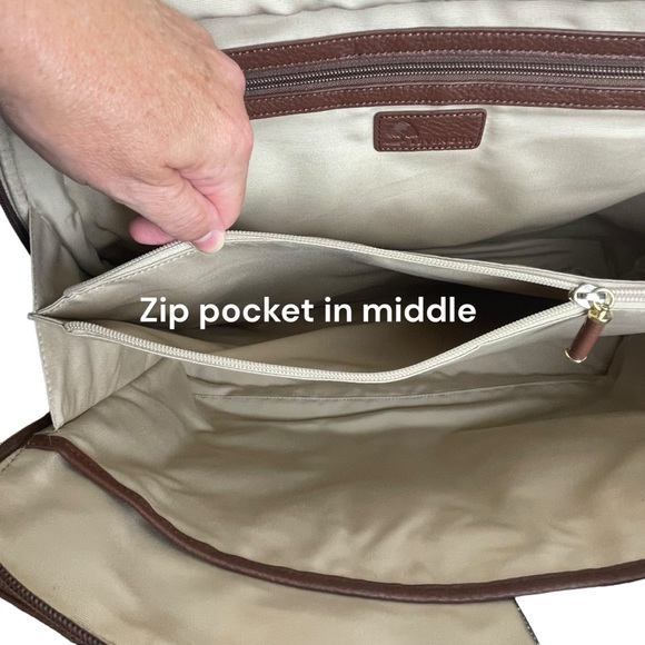 NWOT Levenger Womens Brown Leather Structured Messenger Briefbag w Laptop Case - Picture 8 of 16